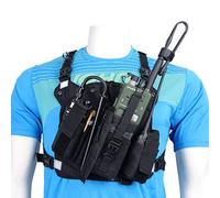 ABBREE Pettorina anteriore Pack Pouch Vest Rig per Baofeng UV-5R BF-F8HP UV-82 TYT Ham radio bidirezionale (Rescue Essentials) (riflettente nero)