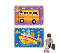Abbto 2 Pcs Puzzle Bastoni per bambini - Gioco di Puzzle in Legno Doppio | Puzzle per bambini, Giocattoli Montessori per ragazze e ragazzi, Puzzle a Forma di Strumento