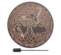 Abbto 2 Pcs Tamburo da meditazione siberiano | Tamburo sciamanico sbaum e uccello tamburo siberiano | Tamburo sciamanico fatto a mano con bacchetta, design albero della decorazione