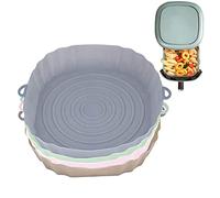 Abbto 2 Pcs Vassoio Pad per friggitrice ad aria | Ciotola rotonda in silicone con manici laterali, vassoio di cottura riutilizzabile accessori per forno da cucina per cucina