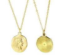 Abbto 3 pz Collana Souvenir della Regina Elisabetta II - Ciondolo a moneta rotonda Sua Maestà con Catena | Souvenir della Regina britannica per Donne Ragazze Signora