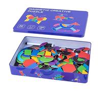 Abbto 5 pezzi Blocchi manipolatori a forma di puzzle - Puzzle in legno magnetico educativo - Set di blocchi magnetici con scheda magnetica, giocattoli educativi