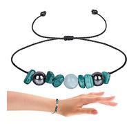 Abbto Bracciale Malachite - Braccialetti fatti a mano con perline per donna corda di cera,Bracciali di cristallo Bracciale combinazione di pietra, braccialetto intrecciato di pietra fatto a mano