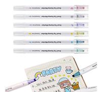 Abbto Set di pennarelli Curve - Pennarelli a 6 colori con disegno ad ali curve, evidenziatori a curva di colore per scrivere disegni, cuore/fiore/curva/linea tratteggiata/barra