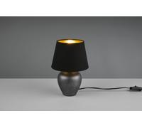 ABBY LAMPADA DA TAVOLO CERAMICA NICHEL ANTICATO PARALUME NERO ORO H.26CM ATTACCO E14