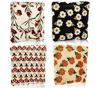 Abbylike 4 pezzi borsa per il trucco floreale borsa cosmetica in velluto a coste con cerniera piccoli sacchetti portatili per borsa articoli da toeletta mini sacchetto carino mini borsa per il trucco