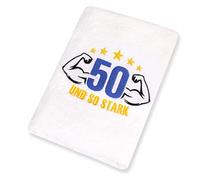 Abc Casa 50° asciugamano regalo di compleanno con muscoli ricamati per uomini - un regalo utile per 50 anni - una meravigliosa idea regalo per il 50°