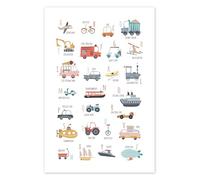 ABC dei miei veicoli (inglese) Poster di Marta Munte 20 x 30 cm Quadri Decorazione per pareti