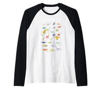 ABC Dino Identificazione A-Z Tipi di Dinosauri Alfabeto Ragazzi Maglia con Maniche Raglan