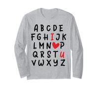ABC I Love U Heart Valentine's Day I Heart You Alphabet Maglia a Manica