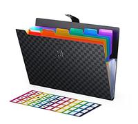 ABC life A4 Cartelle a Soffietto Espandibili 7Tasche, Aggiornato Portatile Accordion File Cartella Portadocumenti Organizer con Bottone Scatto per Casa Scuola e Viaggio di Lavoro,48 Colorato Etichette