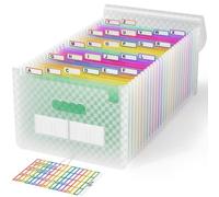 ABC life Cartella Porta documenti Espandibile A4,26 Tasche Cartellina con Motivo a Griglia, Organizzatore Da Scrivania, Multicolore Fisarmonica Faldoni per Ufficio Scuola Casa(Verde)