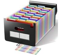 ABC life Cartella Portadocumenti A4 26 Tasche, Porta Documenti Espandibile/Articoli da Ufficio,Multicolore,Portatile,Fisarmonica, Plastica,Perfetta per Casa Scuola,Schede colorate alfabeto A-Z