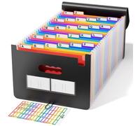ABC life Cartella Portadocumenti A4, Porta Documenti Espandibile/Articoli da Ufficio, Multicolore, Portatile, Fisarmonica, Plastica,Perfetta per Casa Scuola e Società (26 Tasche con Coperchio)