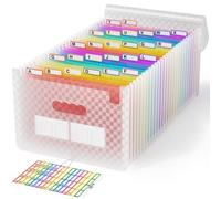 ABC life Cartella Portadocumenti Espandibile A4,26 Tasche Cartellina Porta Documenti con Motivo a Griglia, Organizzatore Da Scrivania, Multicolore Fisarmonica Faldoni per Ufficio Scuola Casa(Rosa)