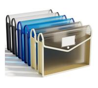 ABC life Cartelle Portadocumenti in Plastica, 6 Pcs A4 Portadocumenti Trasparente impermeabile Wallets Plastica, Grande Capacità Buste Portadocumentier con Bottone, per Scuola, Ufficio, Casa