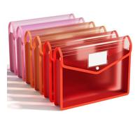 ABC life Cartelle Portadocumenti in Plastica, A4 Portadocumenti Trasparente impermeabile Wallets, Grande Capacità, con Etichette, perUfficio, Scuola, Casa,6 Pezzi