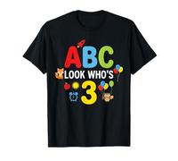 ABC Look Who's 3 Toddler Birthday Learning Fun Maglietta