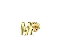 Abc Minimalist Real Yellow 14K Gold Capital Block Lettera Iniziale M Cartilage Ear Lobe Piercing 1 Piece Stud Earring Screw Back Per Le Donne Adolescenti Uomini