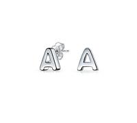 Abc Minimalista Blocco Maiuscolo Alfabeto Lettera A Iniziale Orecchini A Perno Per L'Adolescenza Per Le Donne .925 Sterling Silver