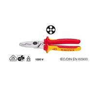 KNIPEX - Cesoia per cavi piccola con manici in bimateriale isolamento a norme VDE 200