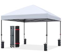 ABCCANOPY Gazebo commerciale pop-up 3 x 3 m, con borsa a rullo aggiornata, 4 sacchi pesi, pali e corde (bianco)