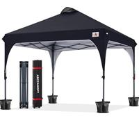 ABCCANOPY Gazebo da Giardino Impermeabile Pop-up, 3 x 3 m, Protezione Solare per Esterni, Super Compatto, canopy con Borsa per Il Trasporto a rotelle, 4 x Tasche, 4 x Corde, 4 x Pile, Colore Nero