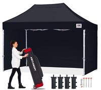 ABCCANOPY Gazebo impermeabile pop-up da giardino, 3 x 4,5 m, protezione solare con 4 parti laterali + borsetta, nero