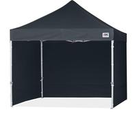 ABCCANOPY Gazebo pop-up da 2,5 x 2,5 m, con pannelli laterali e porta da parete, ripari commerciali istantanei e blocca la pioggia, borsa a rullo migliorata, 4 sacchi pesi, pali e corde (nero)