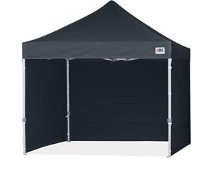 ABCCANOPY Gazebo pop-up da 2,5 x 2,5 m, con pannelli laterali e porta da parete, ripari commerciali istantanei e blocca la pioggia, borsa a rullo migliorata, 4 sacchi pesi, pali e corde (nero)