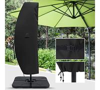 ABCCANOPY Telo protettivo impermeabile per ombrellone da 260 cm fino a 400 cm, con chiusura lampo e asta, grande, nero