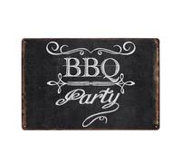 ABCDEFG - 4 cartelli in metallo - 4 pezzi - barbecue zona papà barbecue - decorazione da parete in latta retrò per cucina, casa bar regali per uomini, divertenti cartelli in metallo del Regno Unito