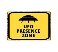 ABCDEFG Targa da parete in metallo vintage con scritta "Warning Area 51 UFO", 20 x 30 cm
