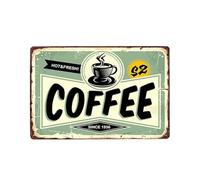 ABCDEFG Targa da parete vintage in metallo color caffè, 20 x 30 cm
