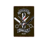 ABCDEFG Targa in metallo vintage per barbiere e barbiere, 20 x 30 cm