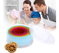 ABchat 6Pcs Cookie Cutter Set Plastic Cookie Cutters Double Sided Plain/Crinkle Round Cookie Cutters Baking Tools Kitchen Gadgets