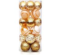 ABchat Christmas Hanging Ball Painted Ball 6cm 24PCS for Xmas Ornaments Christmas Tree Decoration Deco Home Party Daily Use (Color : Gold)