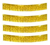 ABchat Gold Foil Fringe Garland Hanging Metallic Streamers 10 Feet Golden Tinsel Fringe Garland for Birthday Wedding Bridal Shower Graduation Party Decorations, Pack of 4 Streamers