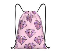 abcklkd Pink Diamond Pattern Stampa Portatile Impermeabile Palestra Sacca Pieghevole Coulisse Zaino Sport Viaggi per Uomo Donna, Nero , M