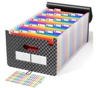 ABClife 26Tasche Cartella Portadocumenti A4 - Porta Documenti Espandibile/Articoli da Ufficio, Multicolore, Portatile, Fisarmonica, Plastica, FSC, Perfetta per Casa Scuola e Società