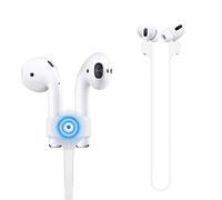 ABCOOL Deexeen Compatibile con cinturino magnetico anti-smarrimento AirPods 1 2 Pro, cordino colorato morbido per sport, connettore per cavo in silicone da corsa, corda da collo in gel di silice, bian