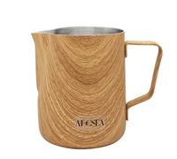 Abcsea 1 Pezzo Bricco per Latte in Acciaio Inox, Brocca di Latte, Brocca in Acciaio Inox, Montalatte Latte, Schiuma di Latte, caffè Latte Art Penna caffè, Colore Legno 600ml/20oz