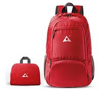 Abcsea 1 Pezzo Zaino Ripiegabile 26L Impermeabile da Viaggio, Piccolo Zaino Leggero Pieghevole da Trekking, Zainetto Impermeabile, Rosso