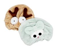 Abcsea 2 Pezzi Asciugamano Capelli Turbante, Asciugamano da Bagno per Capellii, Turbanti Asciugacapelli, Asciugamano per Asciugare I Capelli, Alci e Elfo Verde