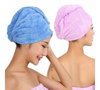 Abcsea 2 pezzi asciugamano per capelli turbante/asciutti, asciugamano per capelli ad asciugatura rapida blue, asciugamano turbante per capelli, asciugamano per asciugare i capelli, blu e viola