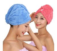 Abcsea 2 pezzi asciugamano per capelli turbante/asciutti, asciugamano per capelli ad asciugatura rapida blue, asciugamano turbante per capelli, asciugamano per asciugare i capelli, blu e rosso