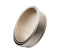 Abcsea 3 Pieces Round Springform Cake Tin, Cake Tins for Baking Non Stick, Bake Tin for Cake, Round Baking Pans for Cakes, Cake Baking Equipment, PFOA free, Robust 1 mm Carbon Steel, Gold