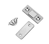 Abcsweet Fermaporta Piatto ad Alte Prestazioni, Ghisa di Qualità con Finitura in Nichel Satinato, Chiusura Magnetica, Argento, 1 Set