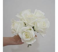 ABCWARRT 2 Mazzi Real Touch Rose Decorazione della Casa Bouquet di Fiori Artificiali 6 Bastoncini/Fascio Bouquet di Rose Forniture per La Decorazione della Camera in Stile Matrimonio (Bianco)