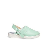 Abeba Scarpe professionali da donna The Original Clog Menta/Bianco - pelle liscia, plantare in legno, OB, Src EUR 35
